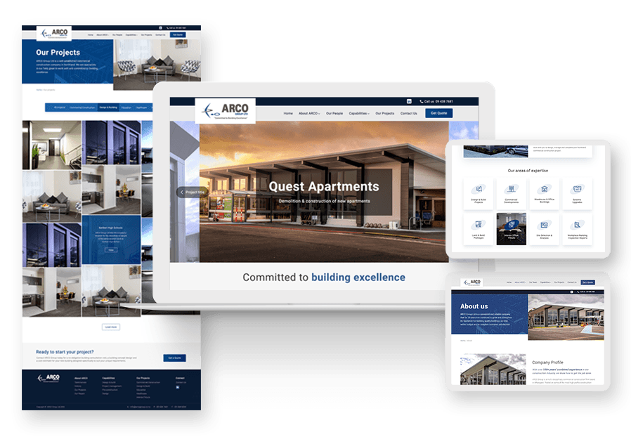 Xexebot created the website for construction company ARCO to present their services